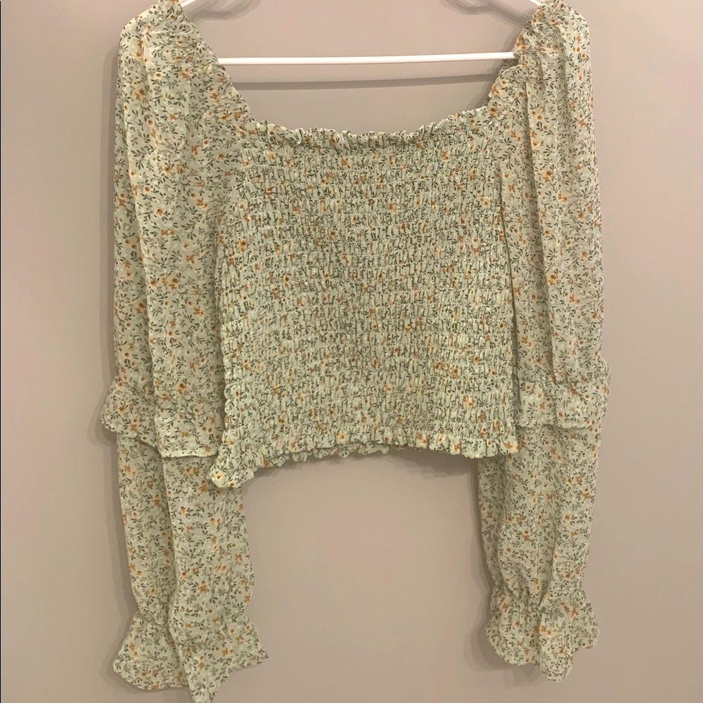 Wild Fable Long Sleeve Floral Crop Top